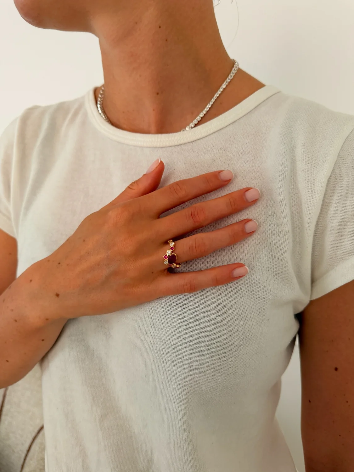 Ruby cluster ring by Twenty and Six